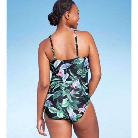 KONA SOL - NWT - L Sz Lg Full Coverage Tummy Control Tie-Front 1-Piece/Tropical - Picture 3 of 15
